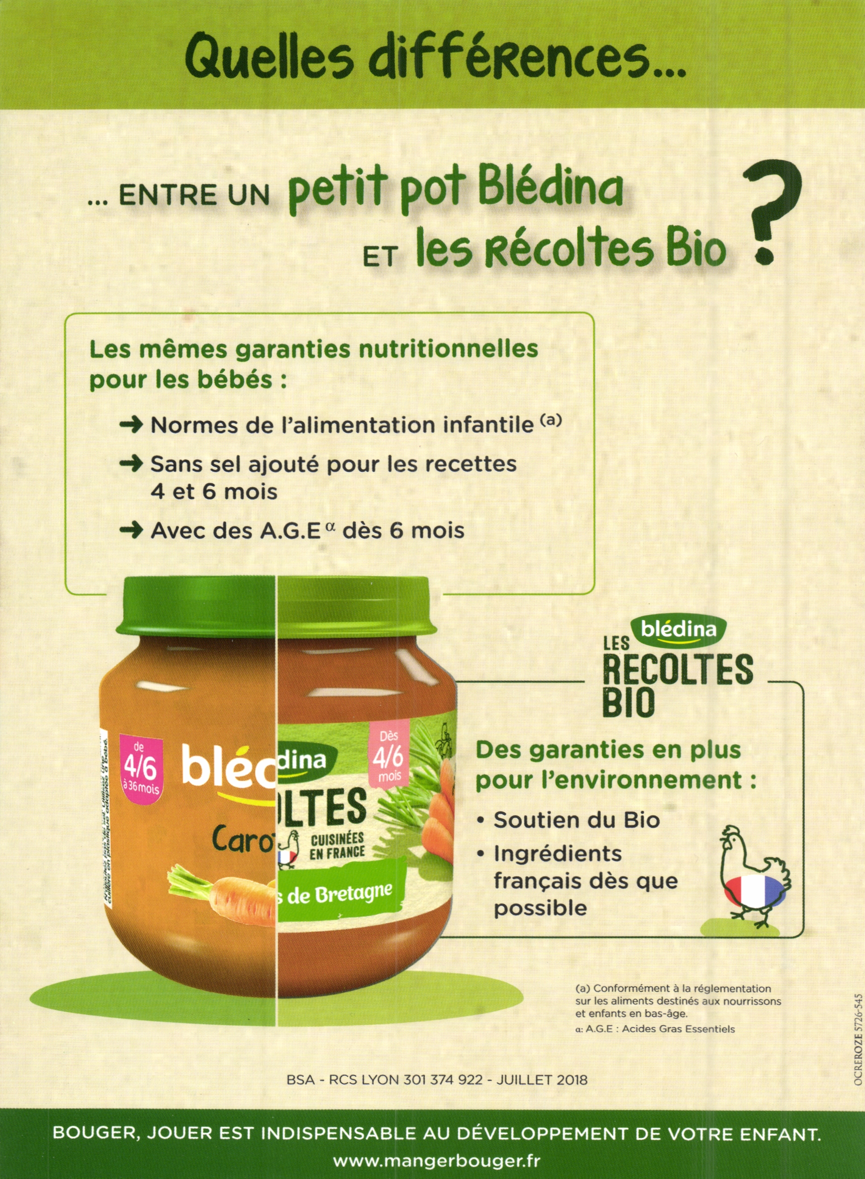 Blédina - Les Récoltes Bio Pommes, Bananes Bio Pot Bébé Dès 8 mois